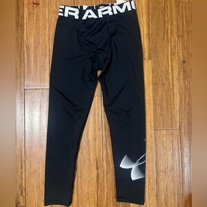 Under Armour Black Kids Leggings with White Logo
